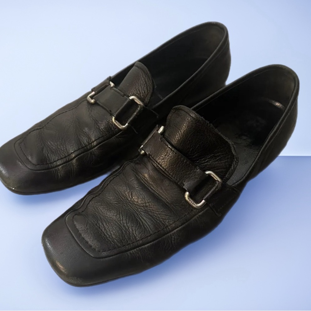 Prada Men's Black Leather  Loafers  Size US 9 142D1112 MSRP $775